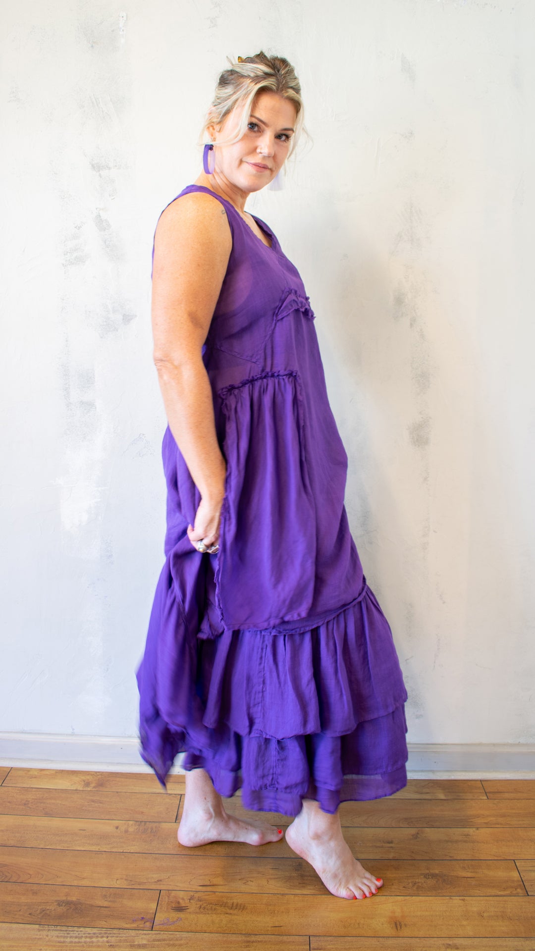 Petal Layer Tunic in Hand-Dyed Purple