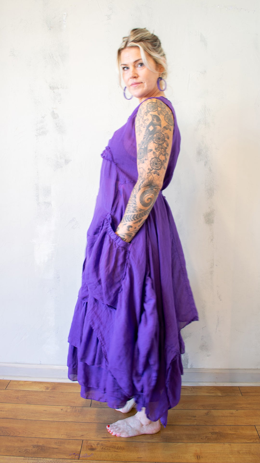 Petal Layer Tunic in Hand-Dyed Purple