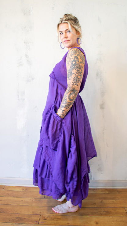 Petal Layer Tunic in Hand-Dyed Purple