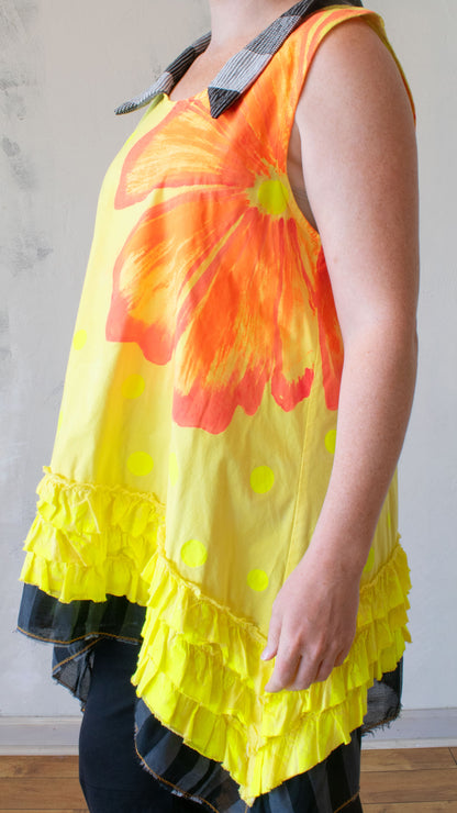 Petal Pusher Peplum Top in DayGlo