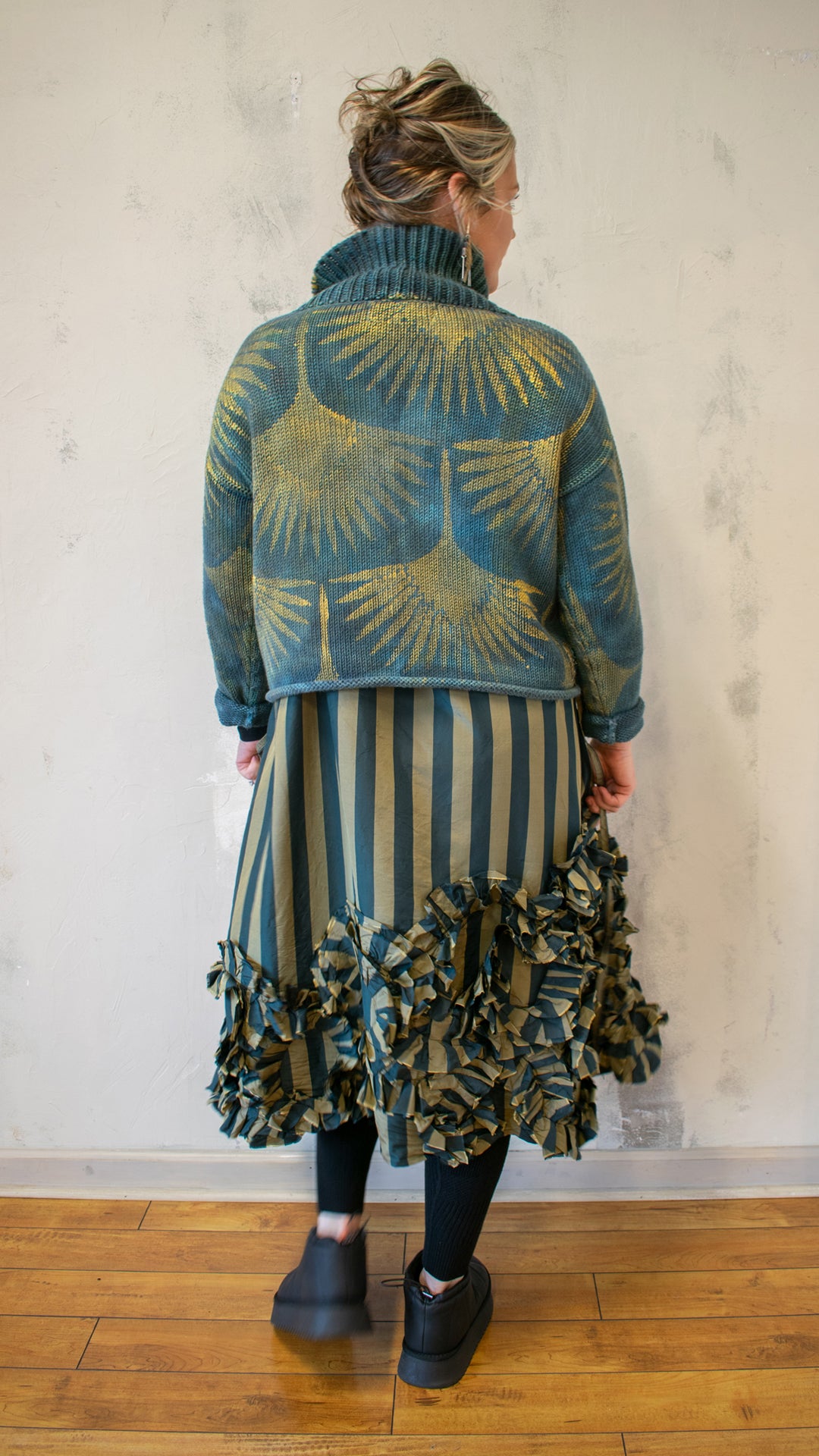 Gold Crane Cotton Sweater in Dusk