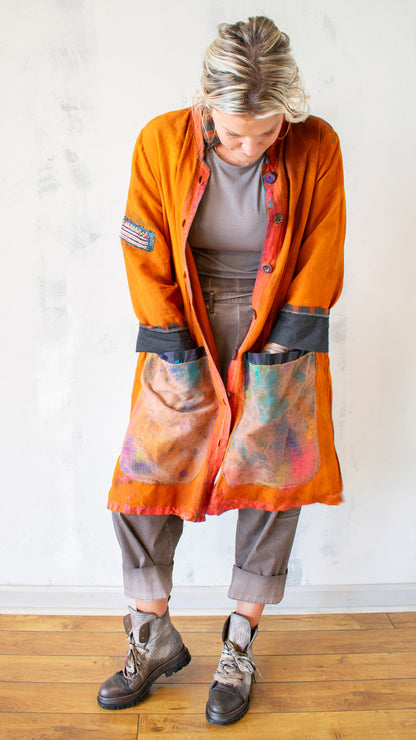 Ground Control to Major Tom Over Coat in Saffron