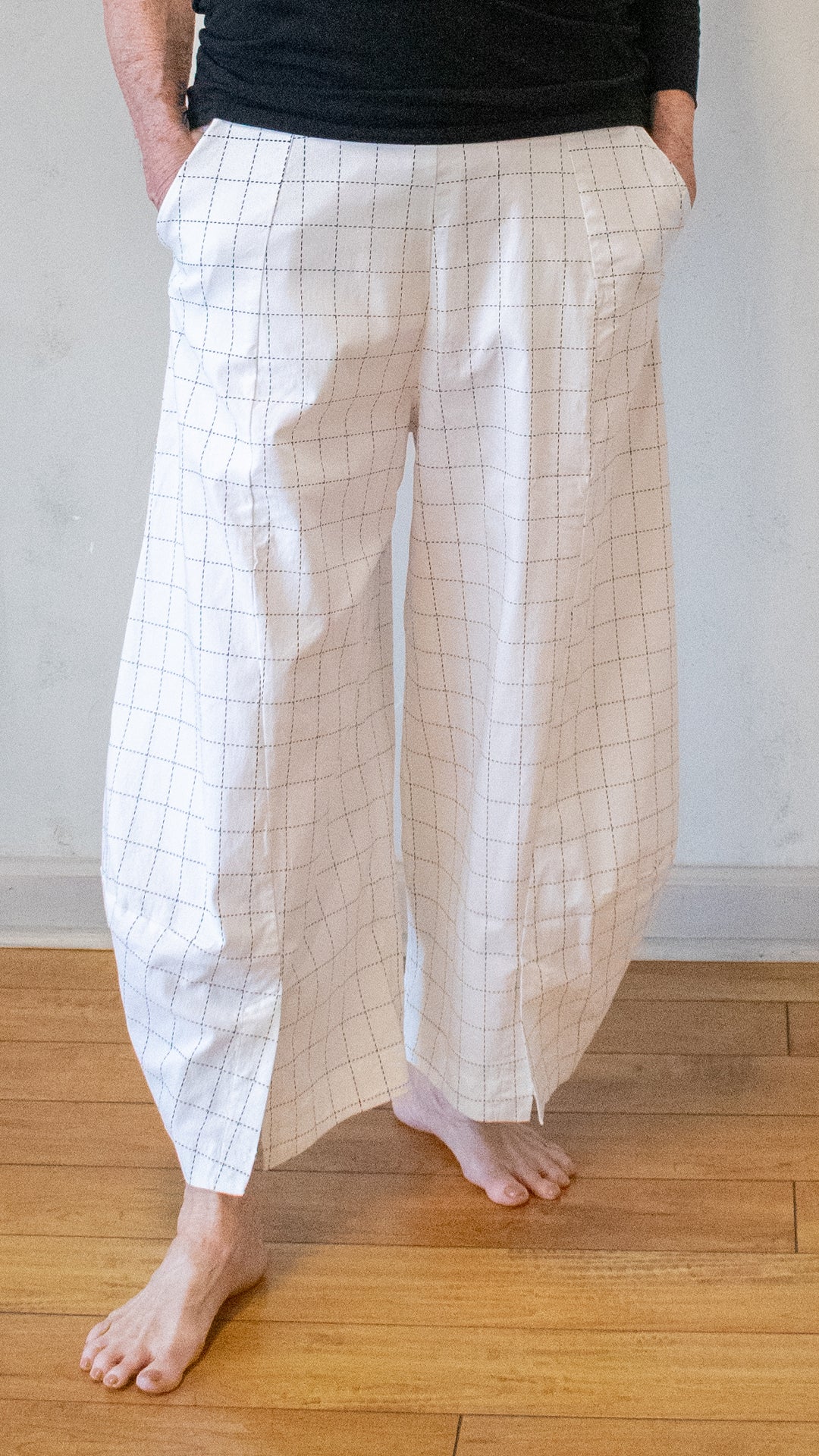 Check Trousers in White