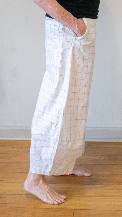 Check Trousers in White