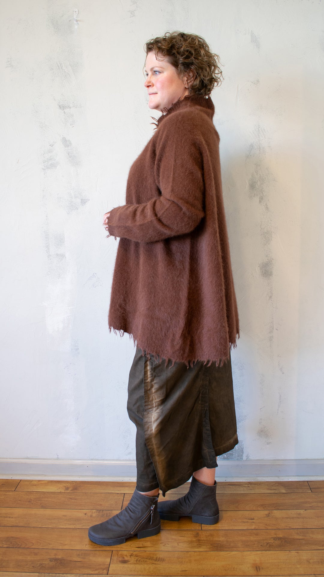 Fox, Silk and Wool Knit Tunic in Henna