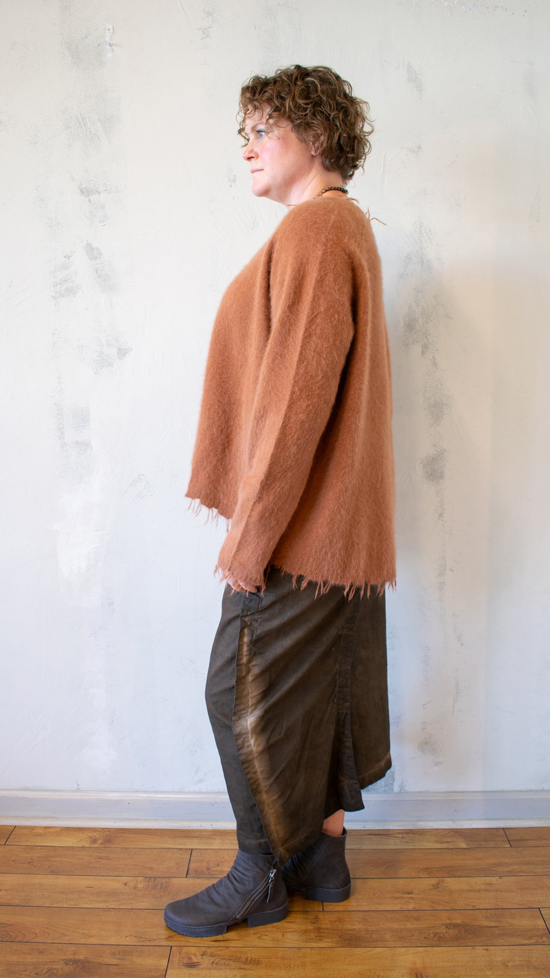 Fox, Silk and Wool Knit Sweater in Terracotta