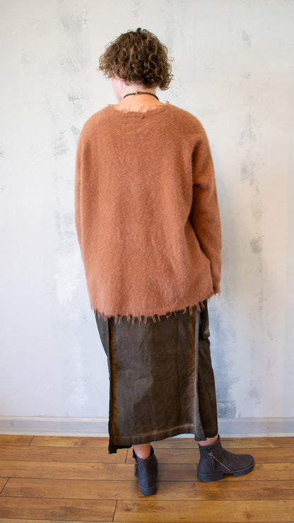 Fox, Silk and Wool Knit Sweater in Terracotta