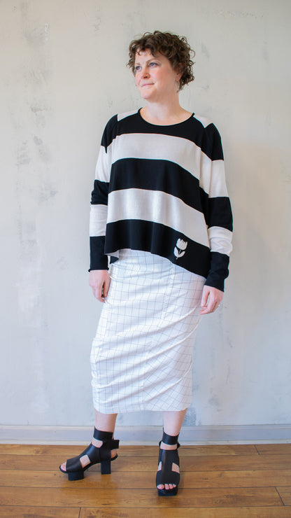 Pullover – Black Off White Stripe