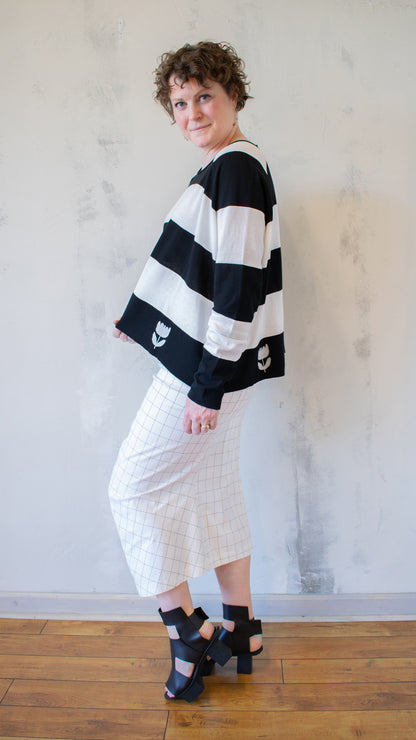 Pullover – Black Off White Stripe