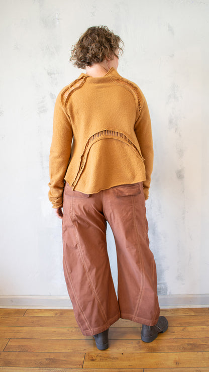 Boiled Wool Cropped Cardigan in Bronze