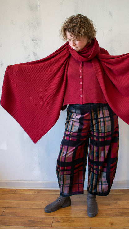 Textured Knit Scarf in Lava