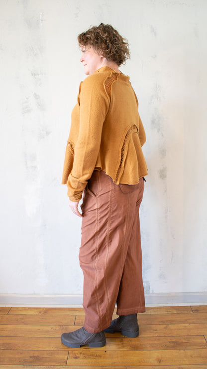 Boiled Wool Cropped Cardigan in Bronze