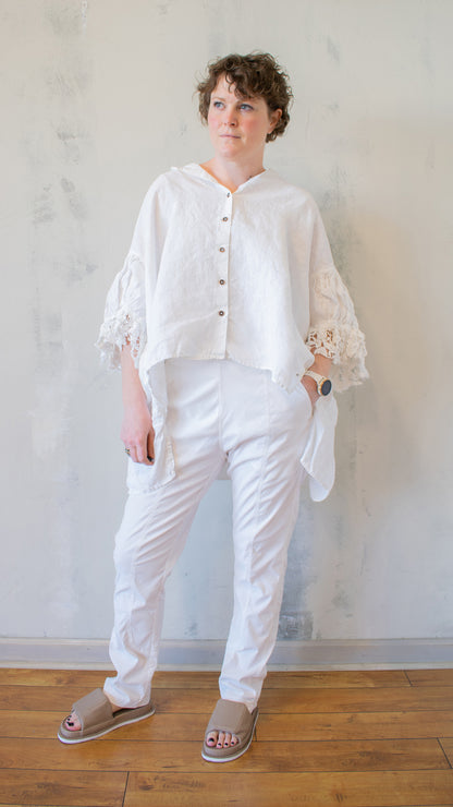 Lace Sleeve Button Up