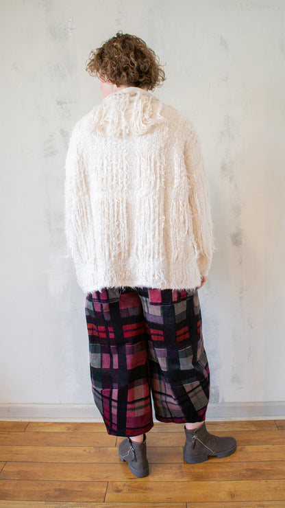 Fringed Funnel Neck Sweater in Ivory