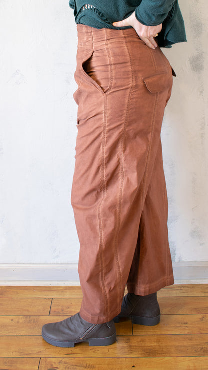 Textured Barrel Pant in Terracotta Cloud