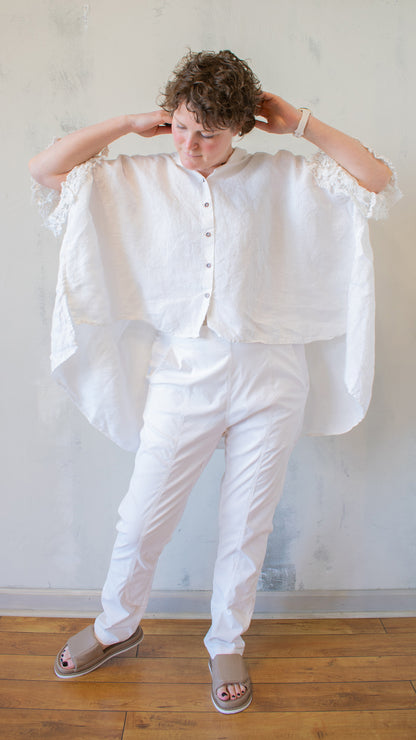 Lace Sleeve Button Up