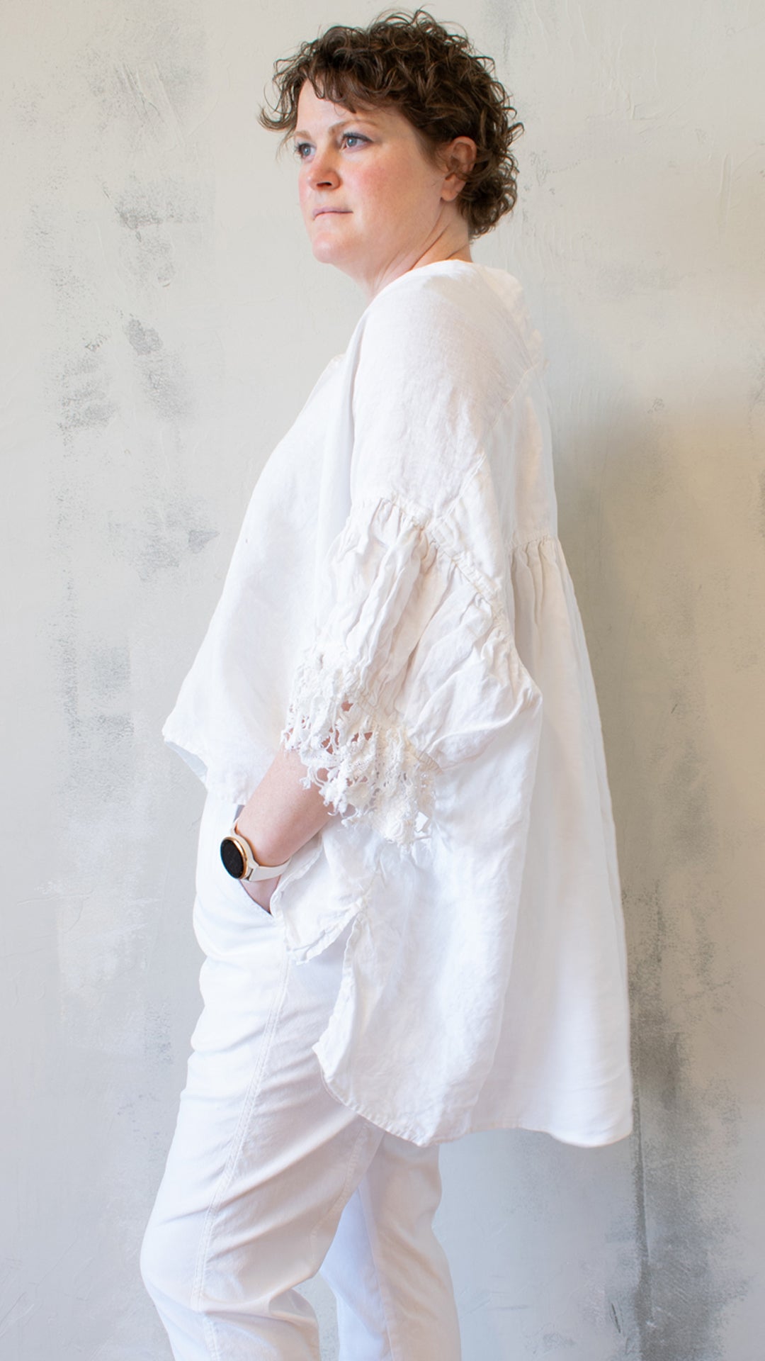 Lace Sleeve Button Up