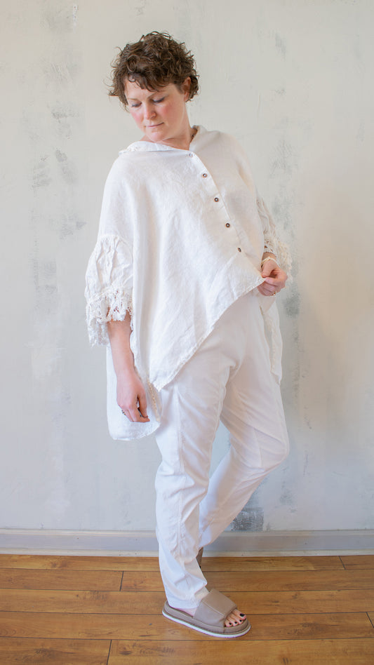 Lace Sleeve Button Up