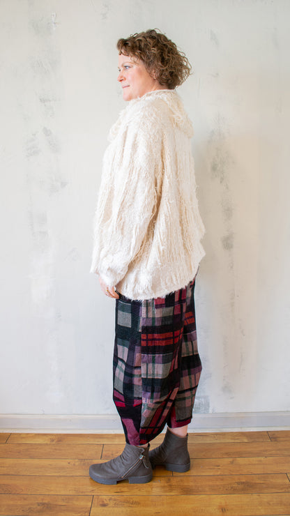 Fringed Funnel Neck Sweater in Ivory