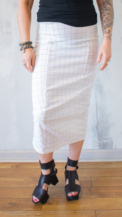 Check Skirt in White