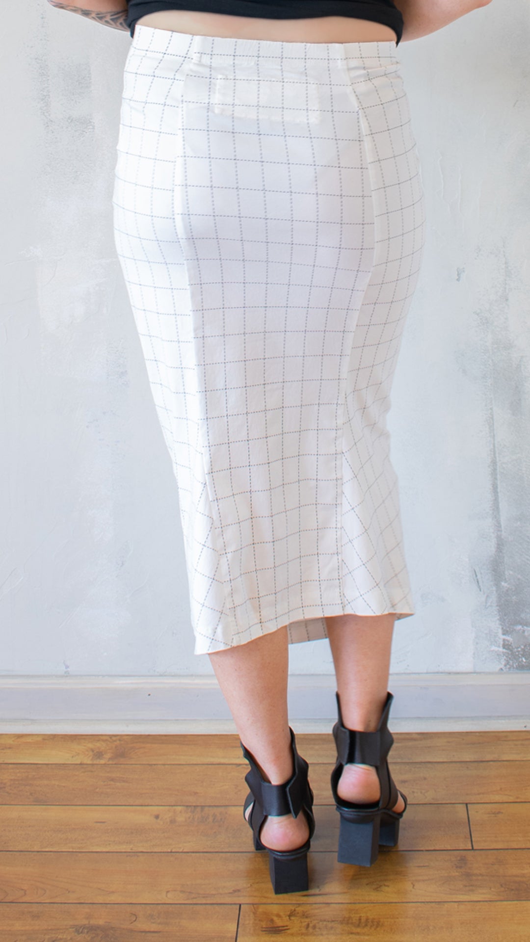 Check Skirt in White