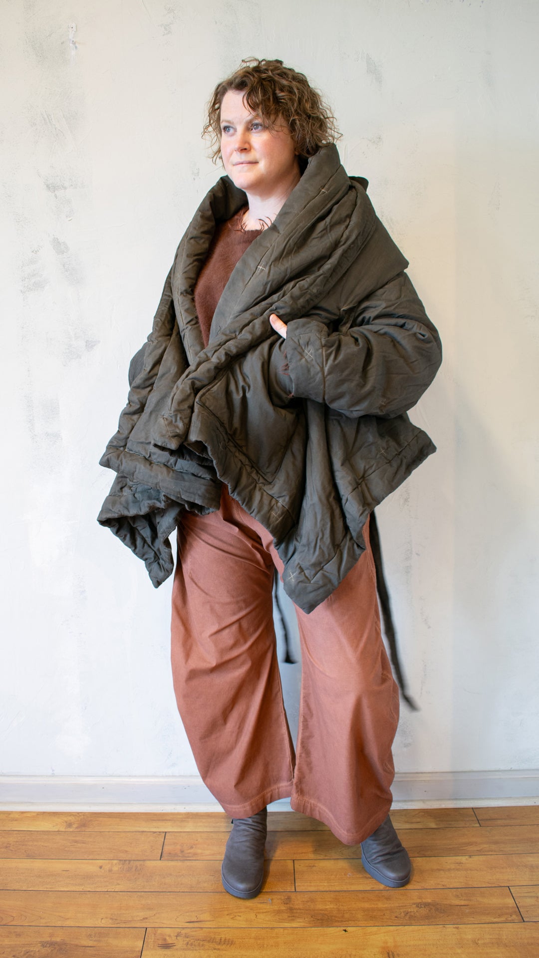 Quilted Cocoon Jacket in Dark Dakar Cloud