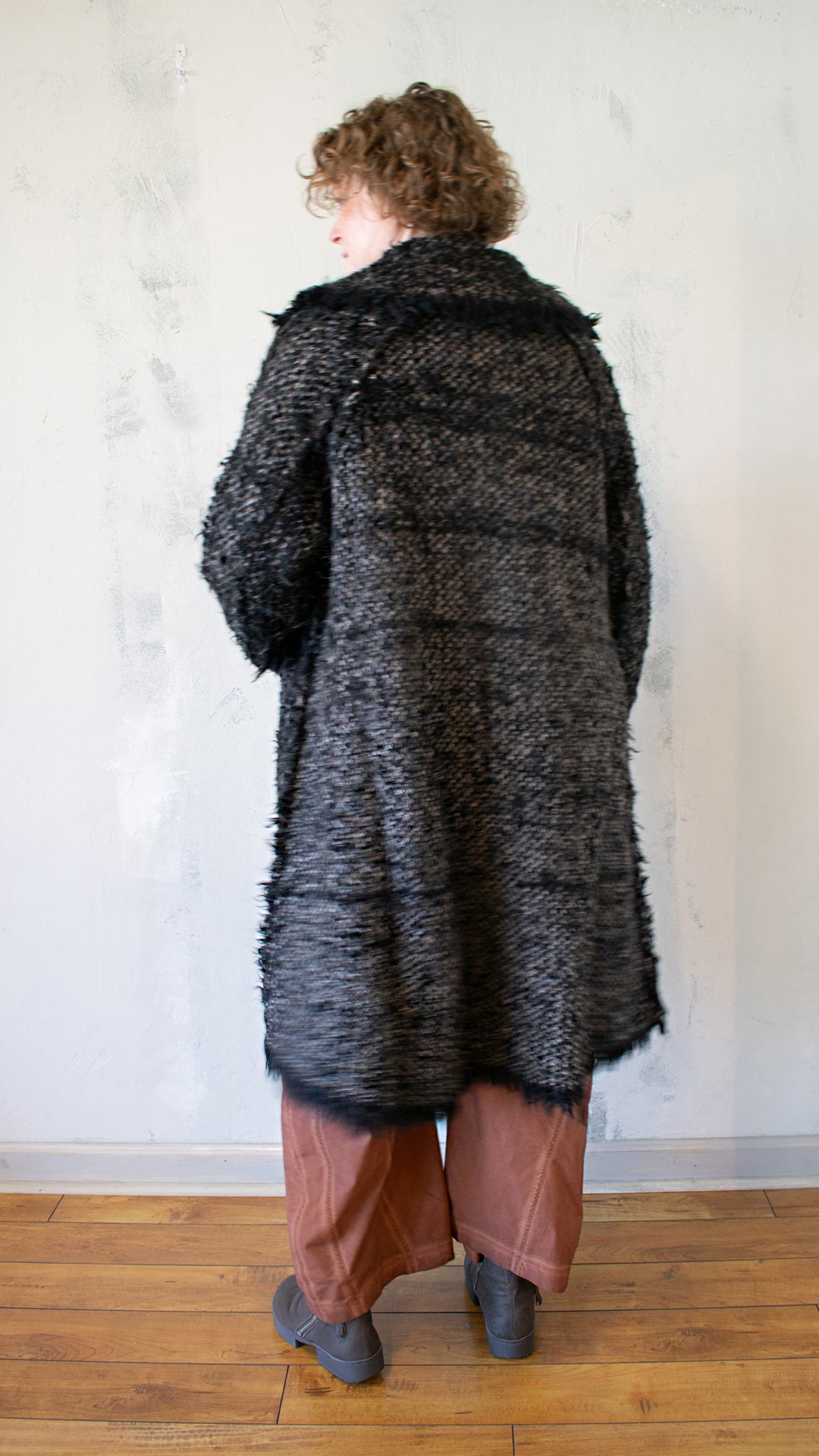 Alpaca Knit Coat Black Jacquard
