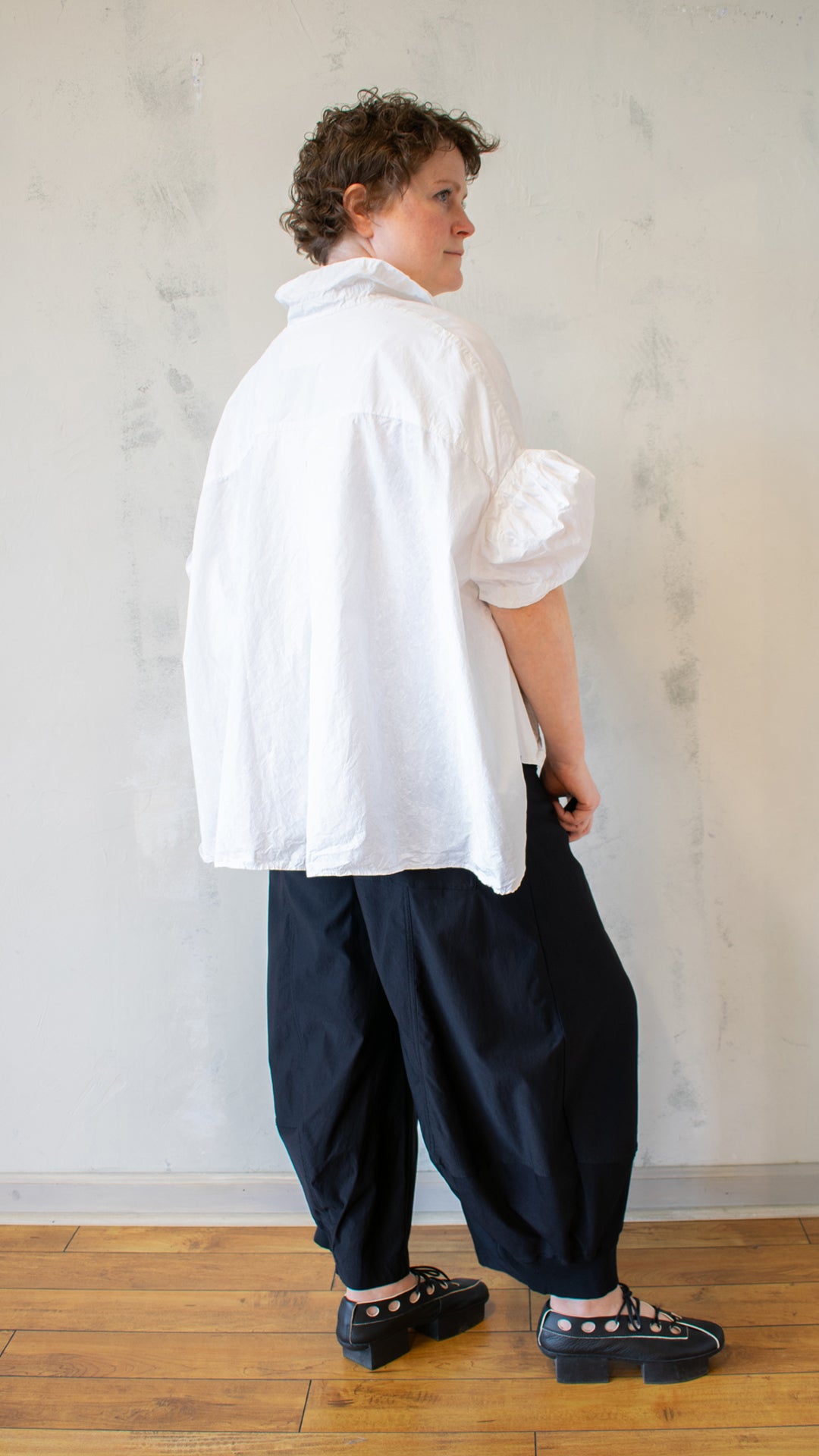 Gathered Sleeve Button Up in Seafoam