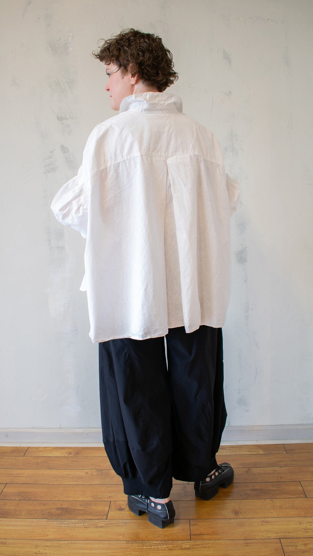 Gathered Sleeve Button Up in Seafoam