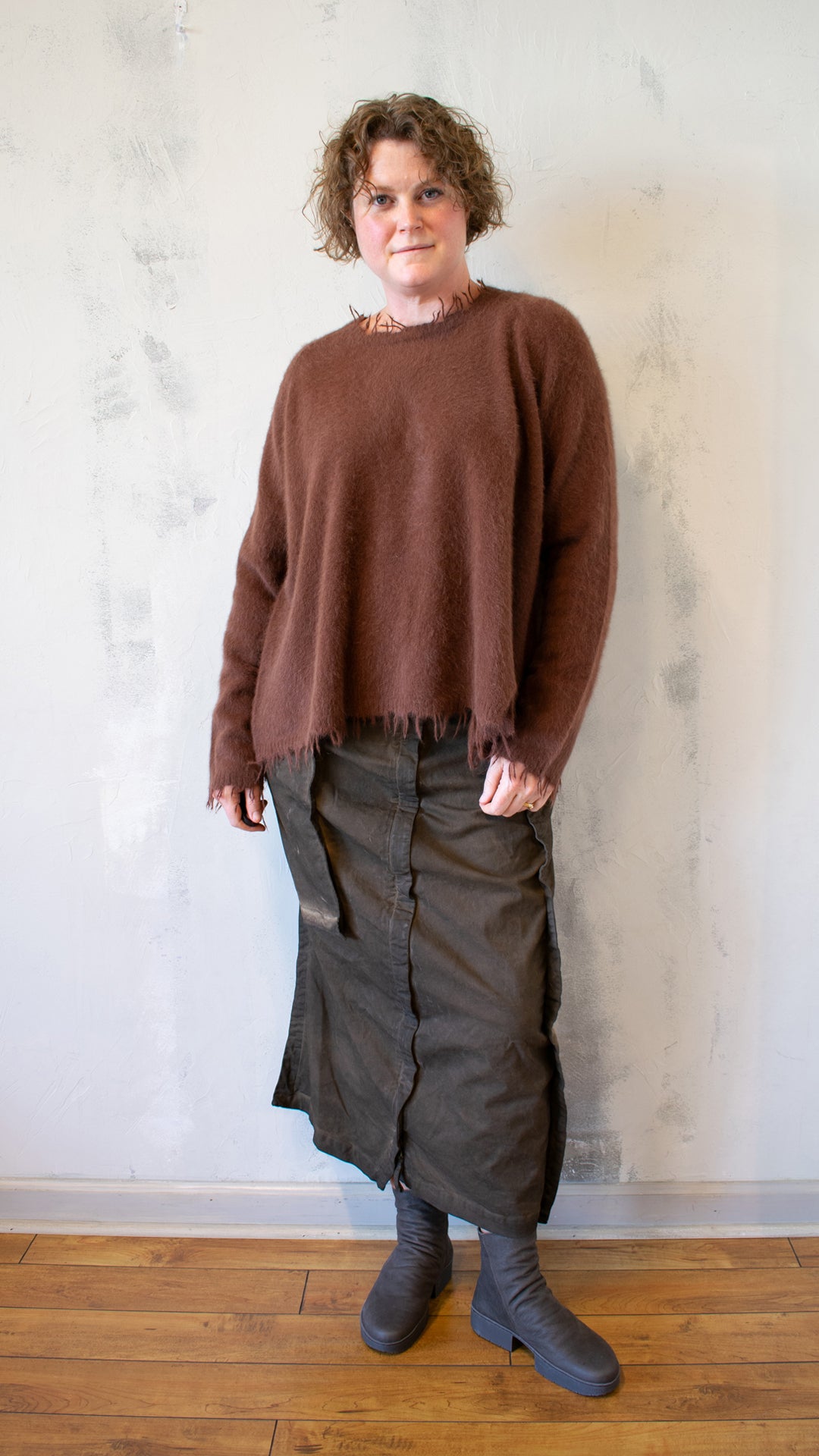 Fox, Silk and Wool Knit Sweater in Henna