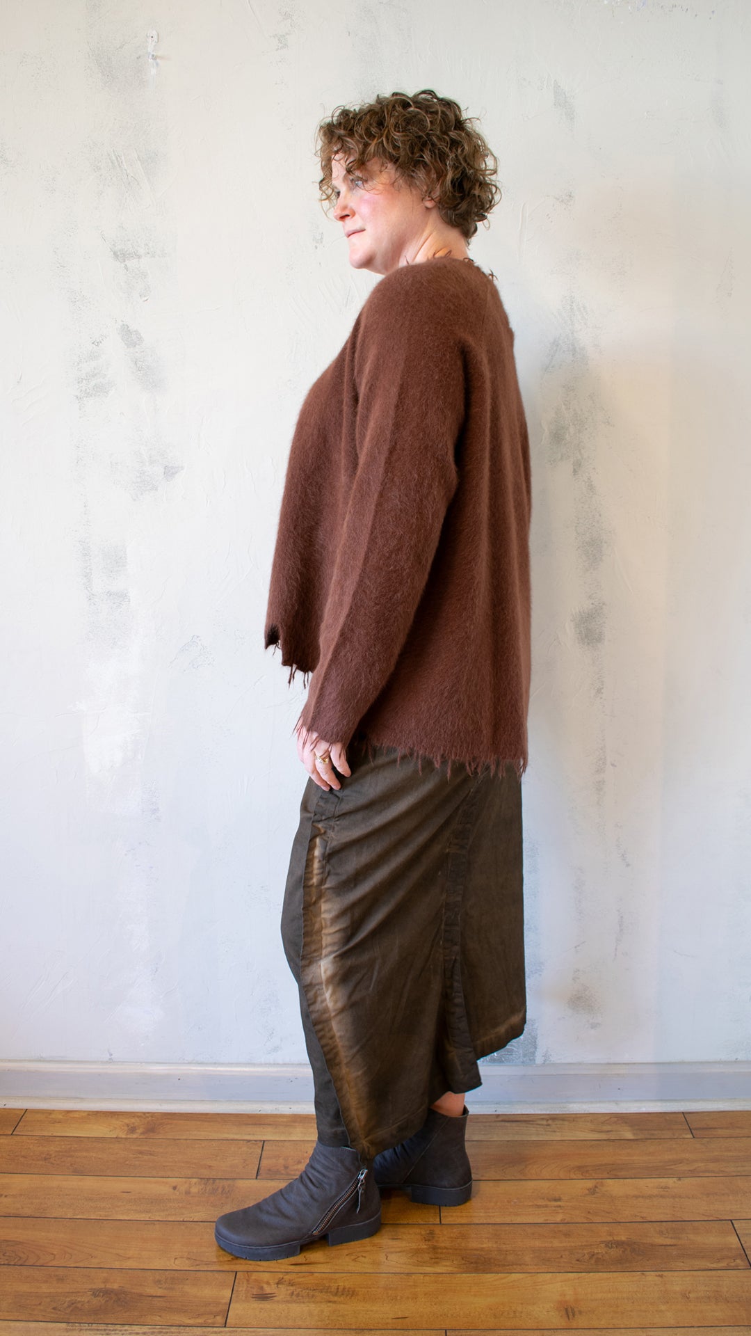 Fox, Silk and Wool Knit Sweater in Henna