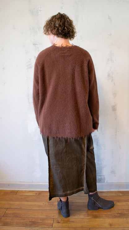 Fox, Silk and Wool Knit Sweater in Henna