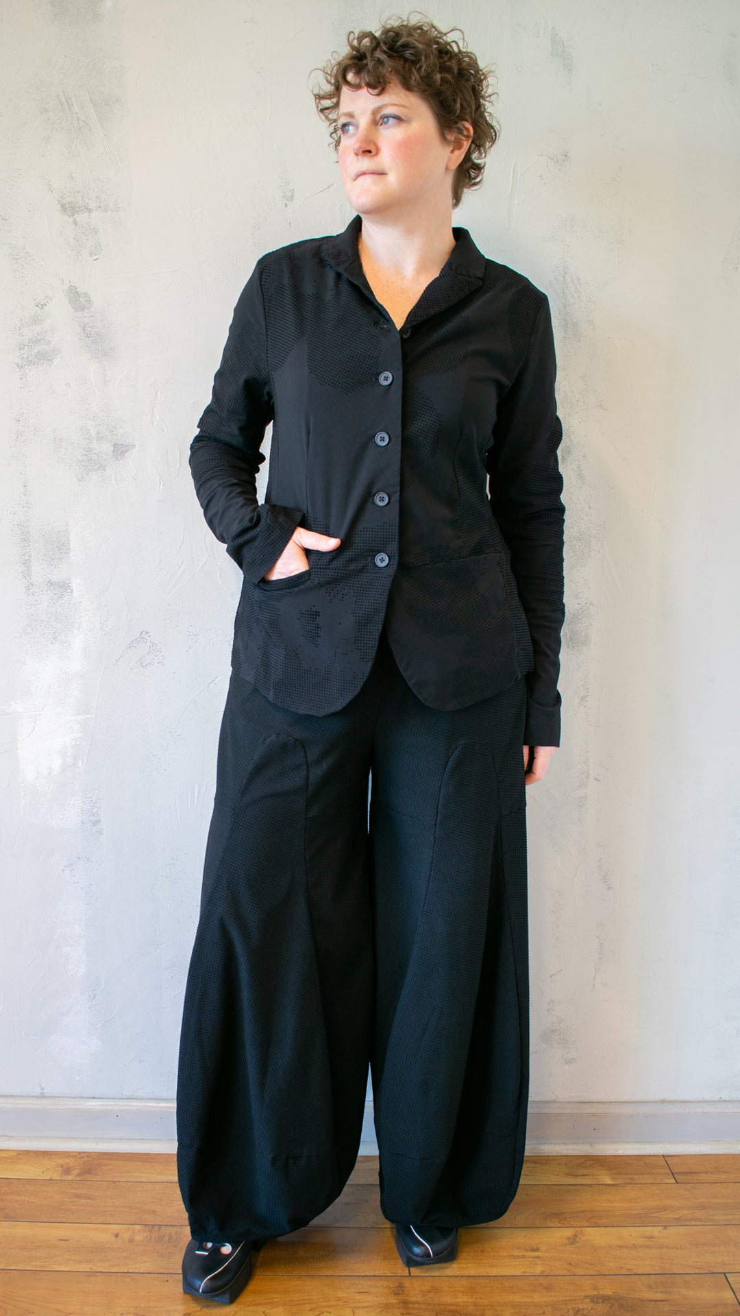 Fitted Micro Velvet Dot Poppy Jacket