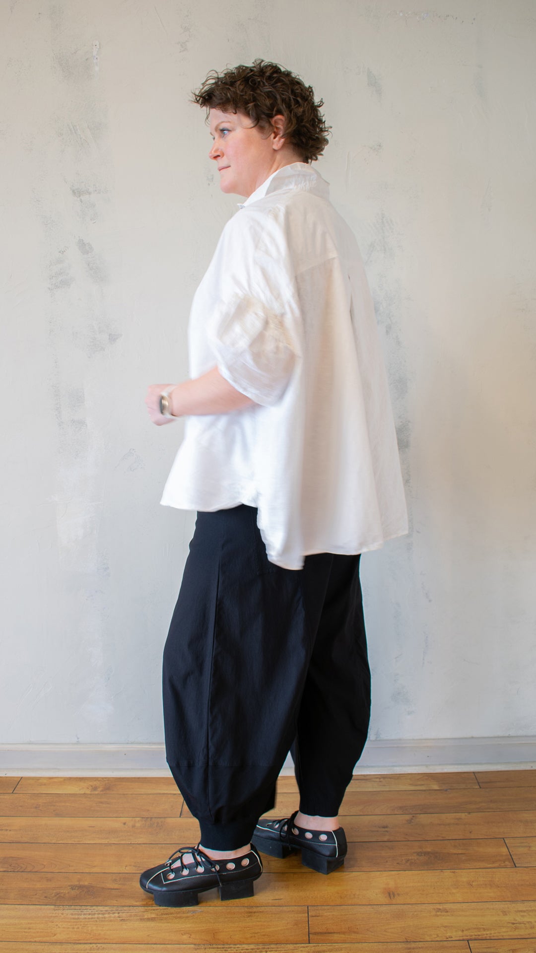 Gathered Sleeve Button Up in Seafoam