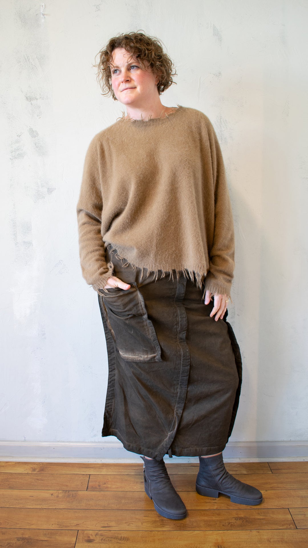 Fox, Silk and Wool Knit Sweater in Dakar