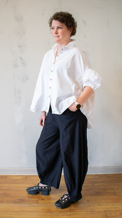 Gathered Sleeve Button Up in Seafoam