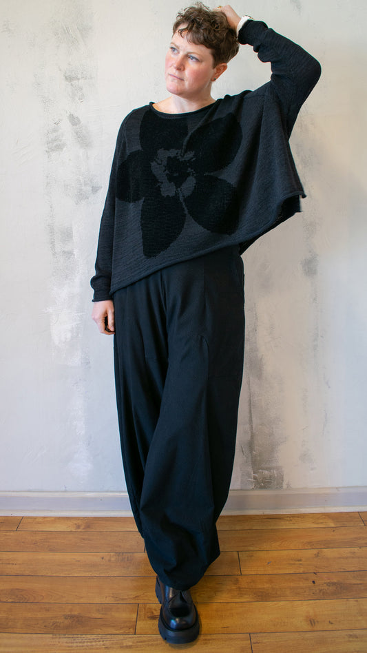 Intarsia Knit Large Poppy Pullover
