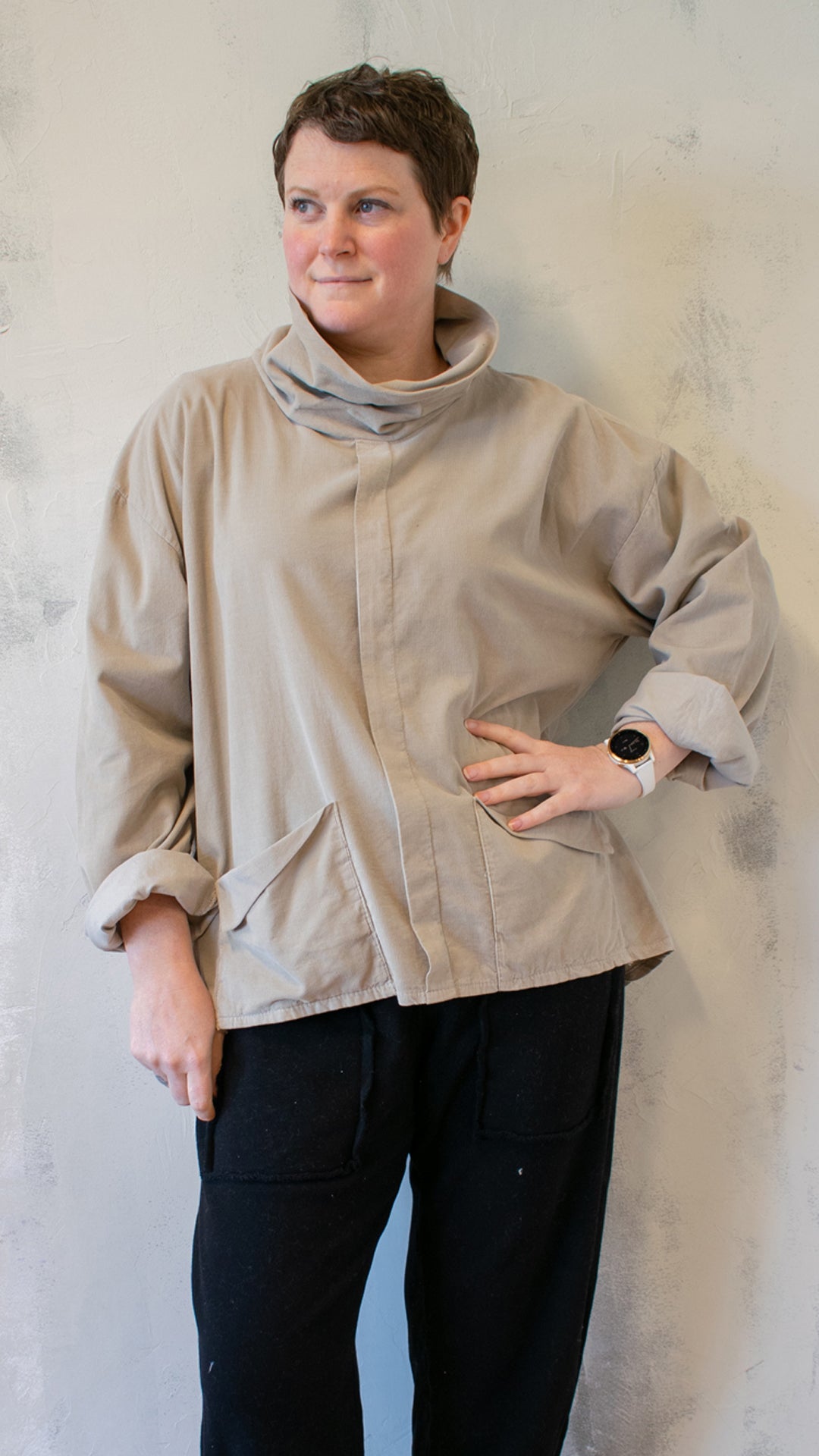 Corduroy Cowl Neck Top (Multiple Colors)