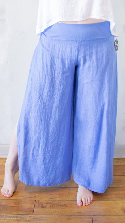 Ribbed Waist Side Slit Pants (Multiple Colors)