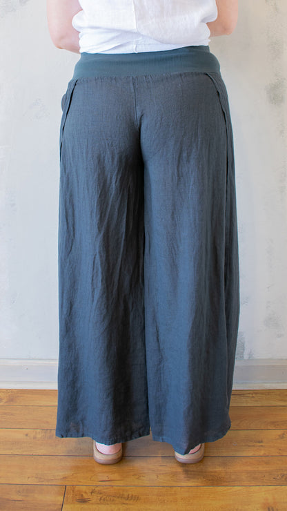 Ribbed Waist Side Slit Pants (Multiple Colors)