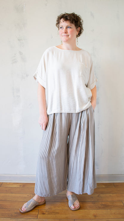 Wide Neck Fold Sleeve Top (Multiple Colors)