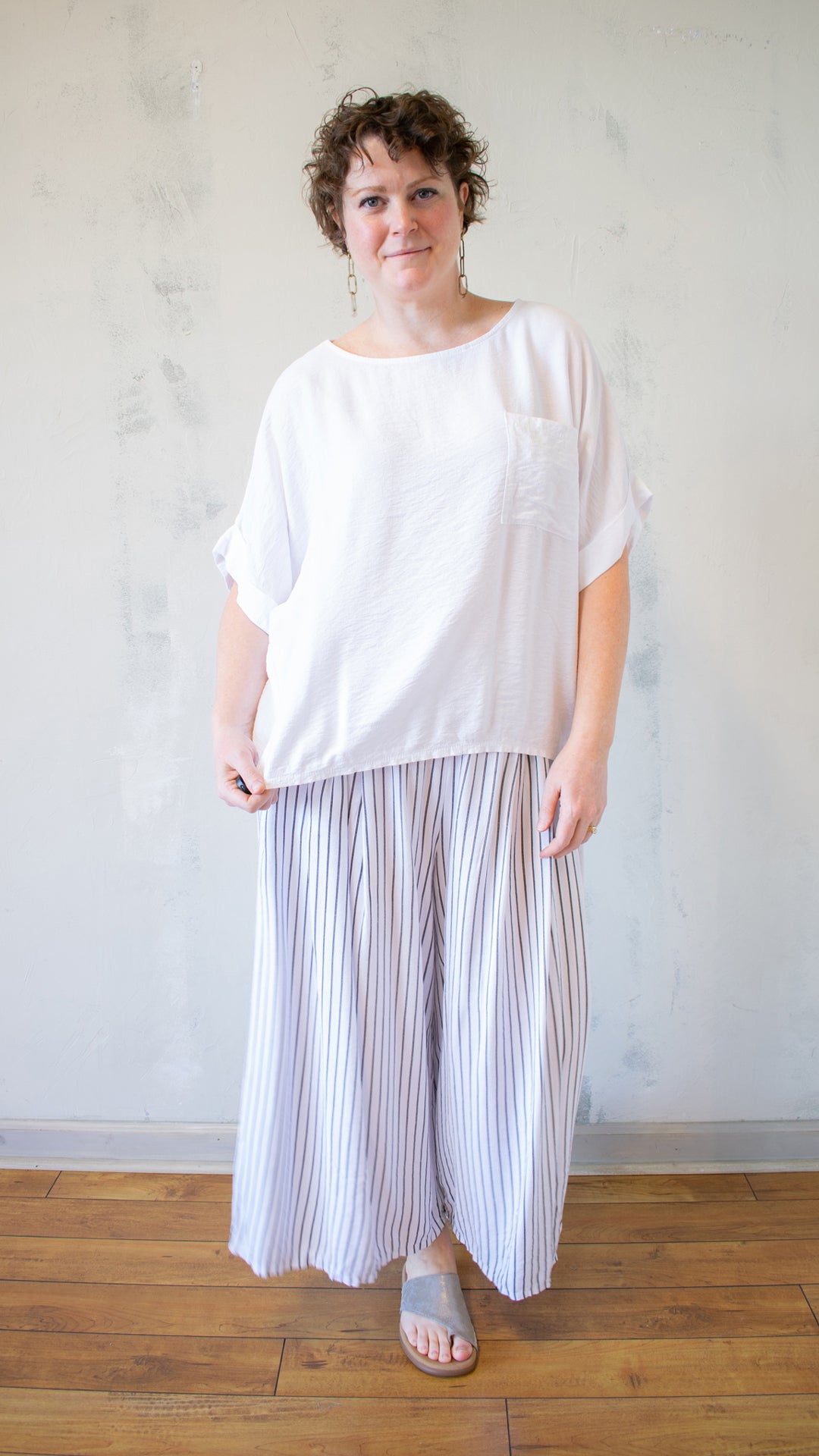 Wide Neck Fold Sleeve Top (Multiple Colors)