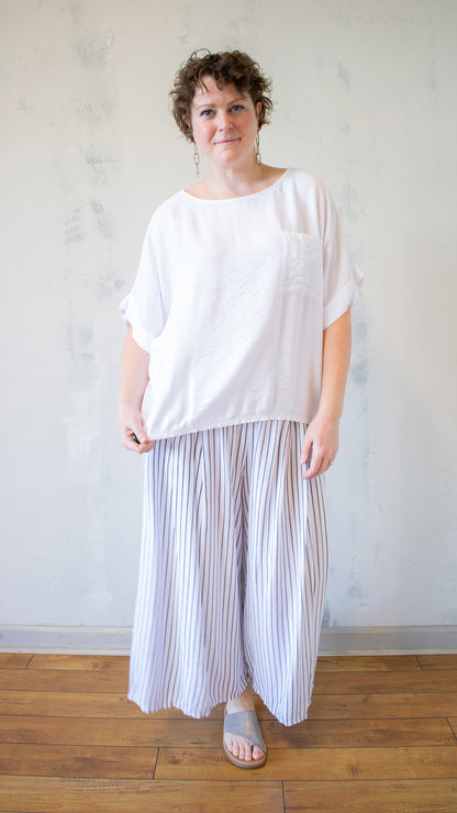 Wide Neck Fold Sleeve Top (Multiple Colors)