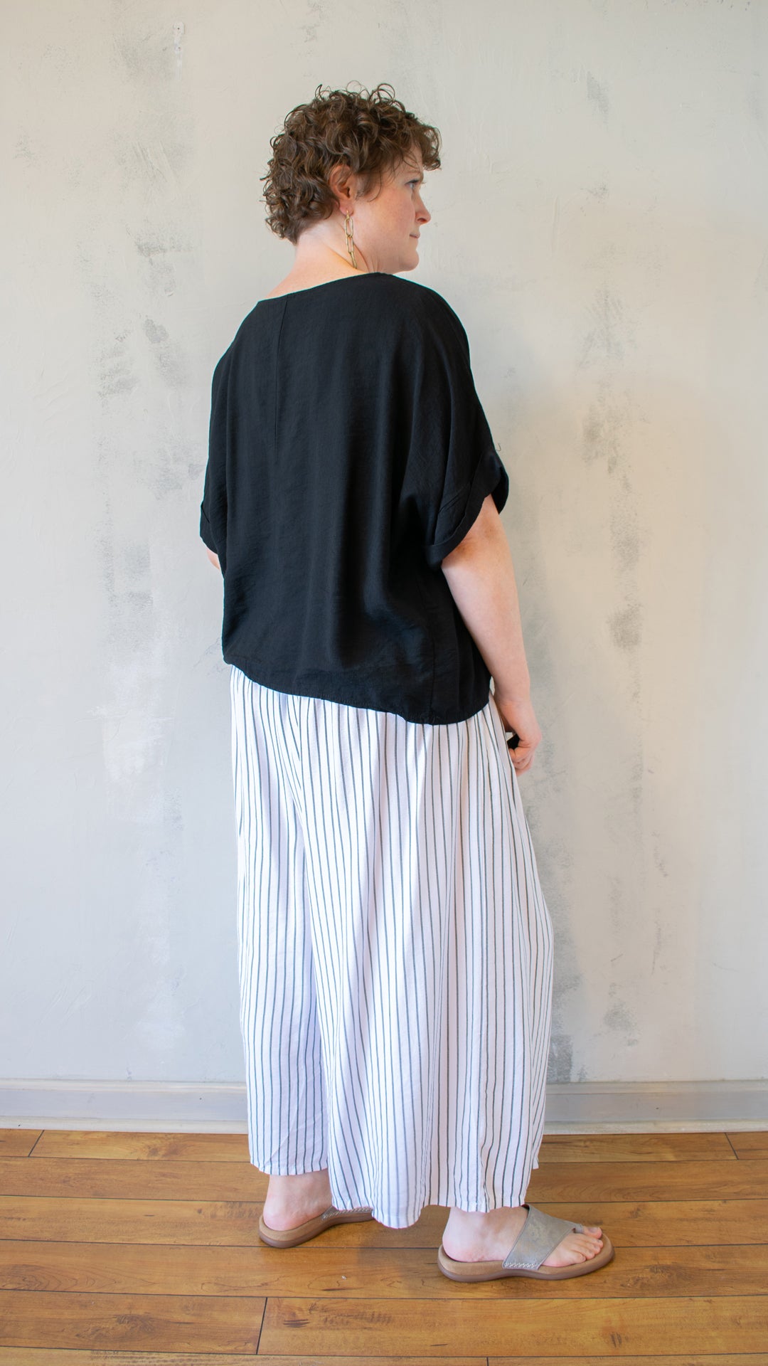 Wide Neck Fold Sleeve Top (Multiple Colors)