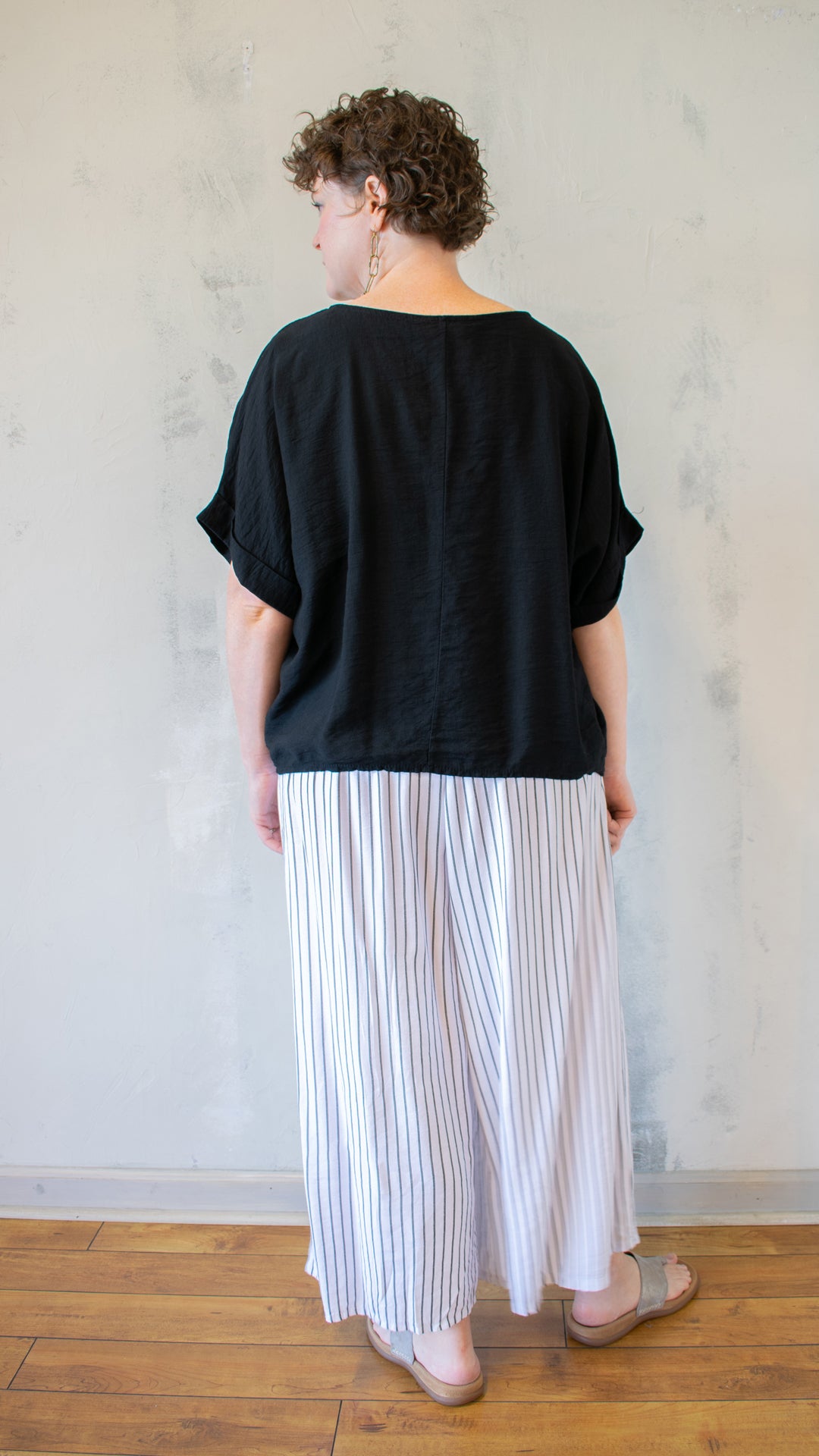 Wide Neck Fold Sleeve Top (Multiple Colors)