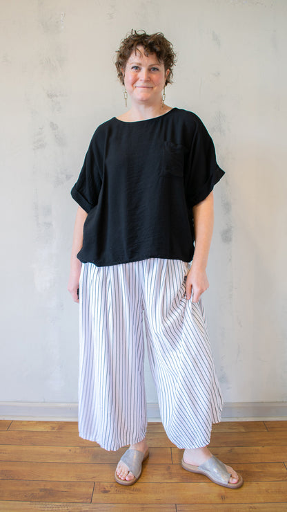 Wide Neck Fold Sleeve Top (Multiple Colors)