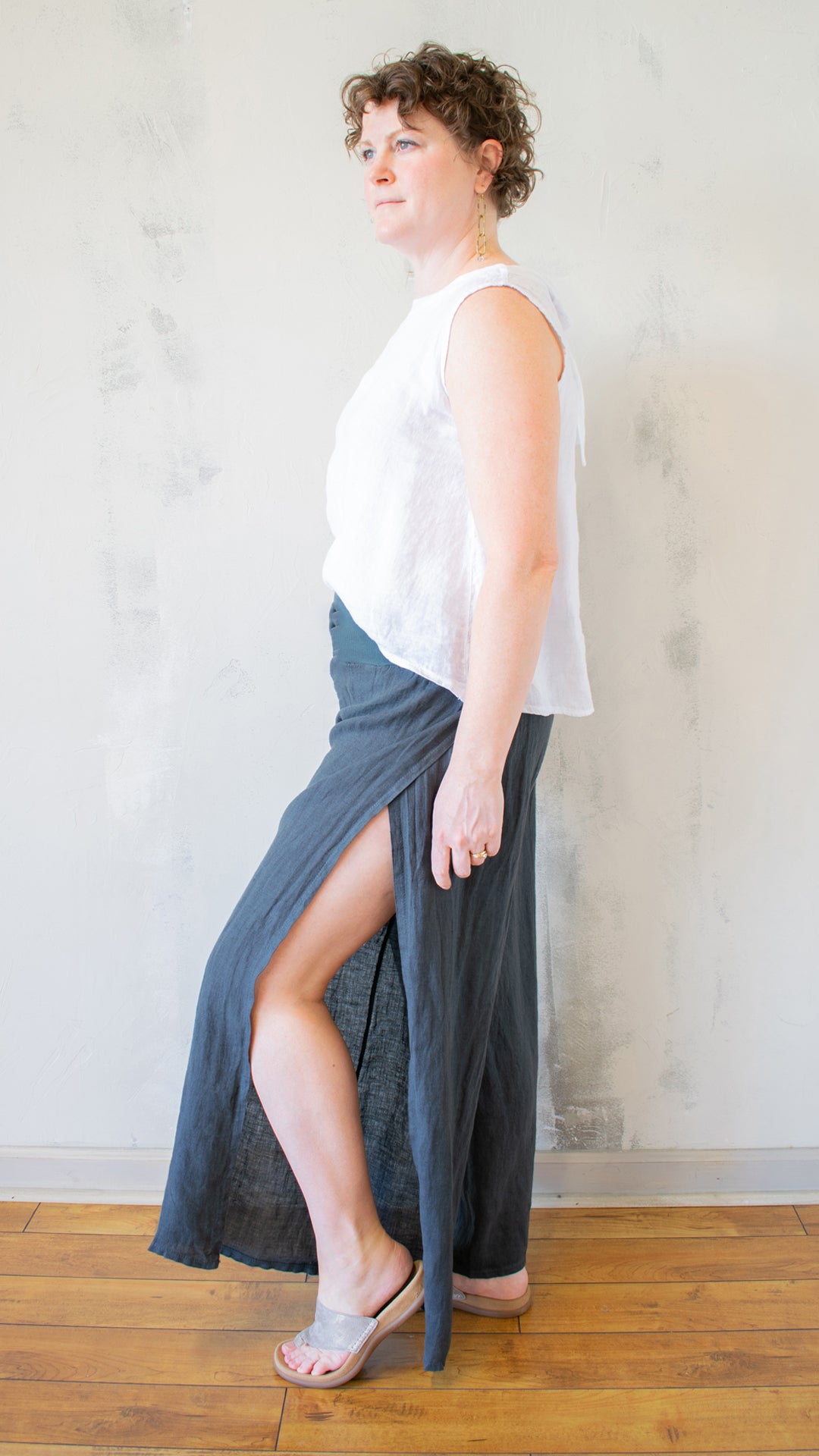 Ribbed Waist Side Slit Pants (Multiple Colors)