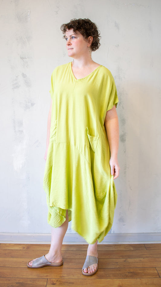 V-Neck Ruched Loose Dress (Multiple Colors)