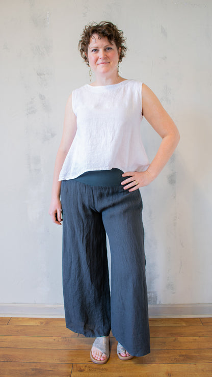 Ribbed Waist Side Slit Pants (Multiple Colors)