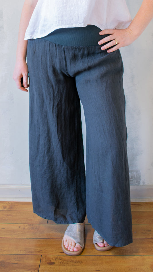 Ribbed Waist Side Slit Pants (Multiple Colors)